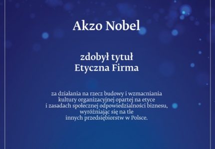 AkzoNobel z tytułem Etyczna Firma 2018