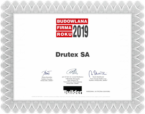 Drutex z tytułem BUDOWLANA FIRMA ROKU